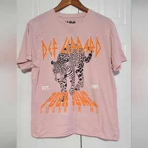 Def Leppard Pink "Pour Some Sugar On Me" Graphic Tee